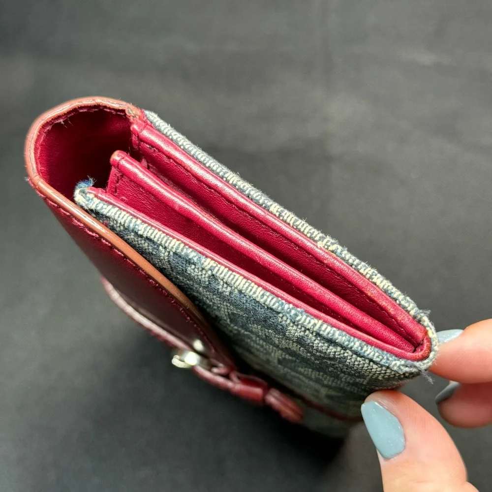 ❤️Christian Dior Red Navy Trotter Canvas Long Wallet, Italy❤️